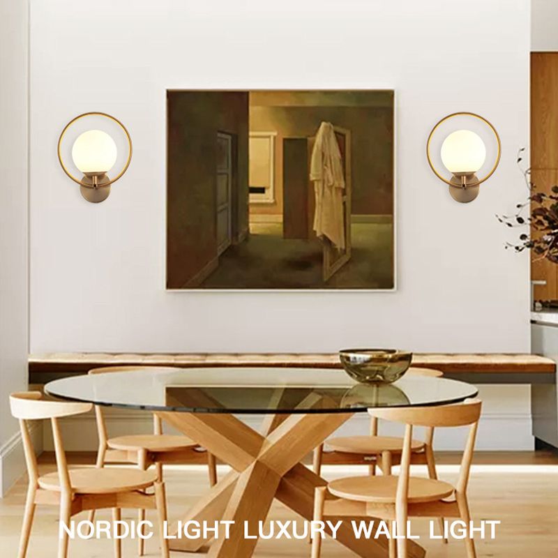 Hoop Shape Wall Sconce Modern Style Metal 6 Lights Wall Mount Lamp for Living Room