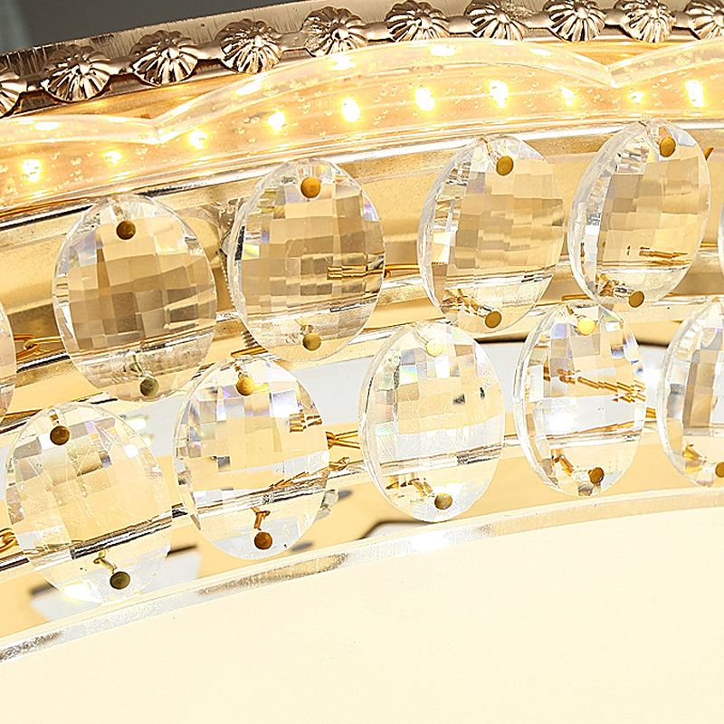 Cupola White Glass Massimale Light Moderno LED Gold Flush Mount Lighting Fixture con Crystal Accent, 12 "/16" /19.5 " W