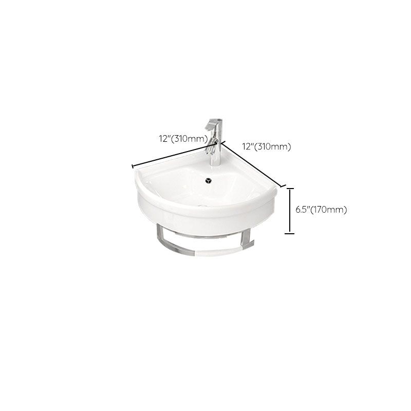 Bathroom Sink White Ceramic Wall-mounted Mirror Faucet Anti-spill Sink
