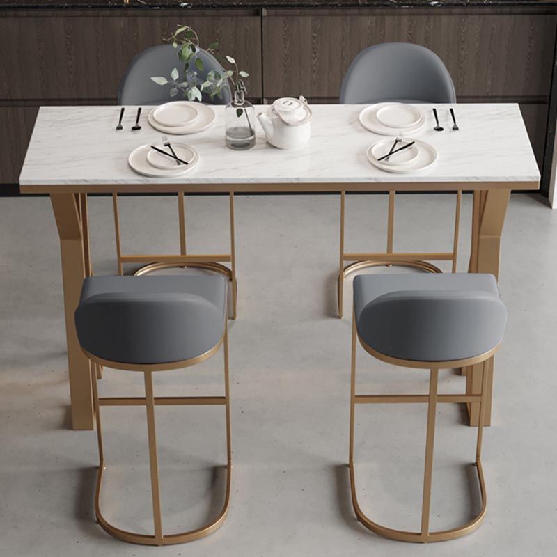 White Rectangle 1/2/3 Pieces Bar Stool and Table Set Indoor Glam Table and Stool Set