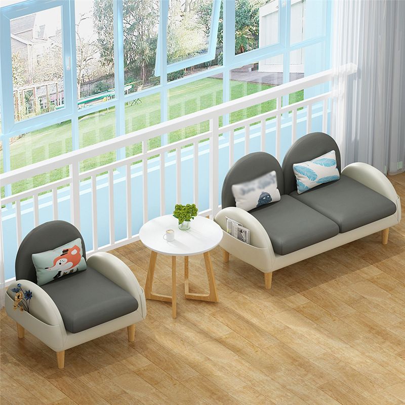 Faux Leather Pillow Back Sofa with Storage for Living Room and Apartment