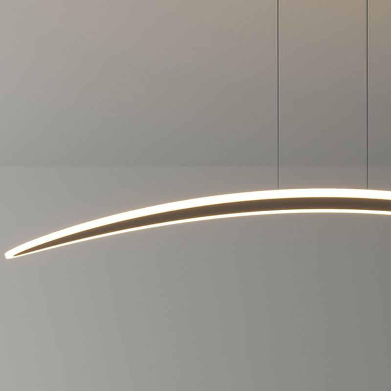 Simple Curved Hanging Island Light Metal LED Dining Room Island Ceiling Light