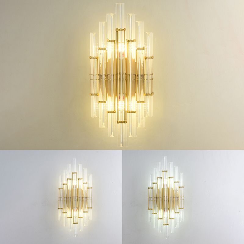 2-Light Geometric Wall Light Modern Crystal Wall Lights in Gold