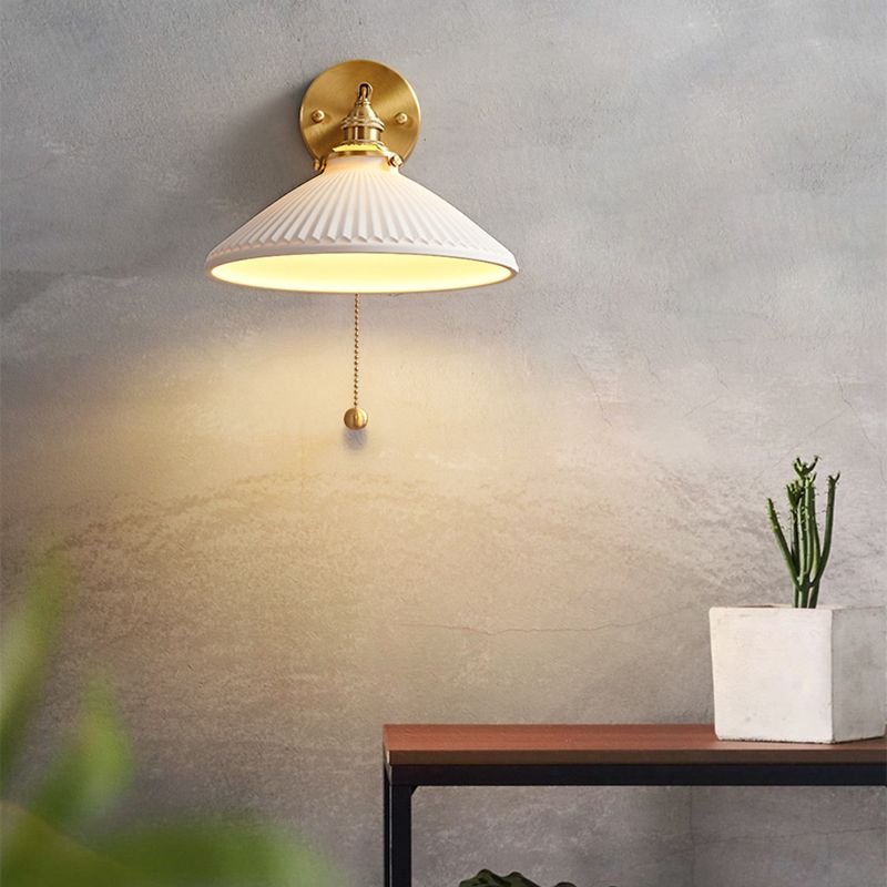 Nordic Style Wall Light Geometry Shape Wall Lamp with Ceramics Shade for Bedroom