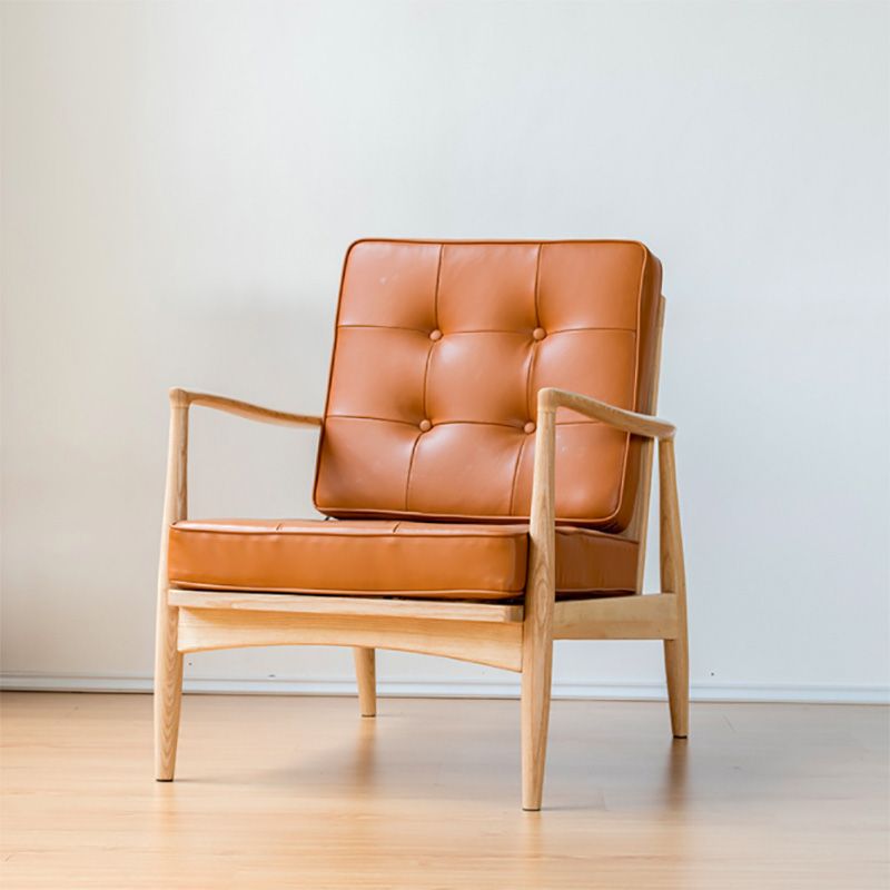 Basic Four Legs Lounge Chair Contemporary Tufted Cushions Accent Armchair