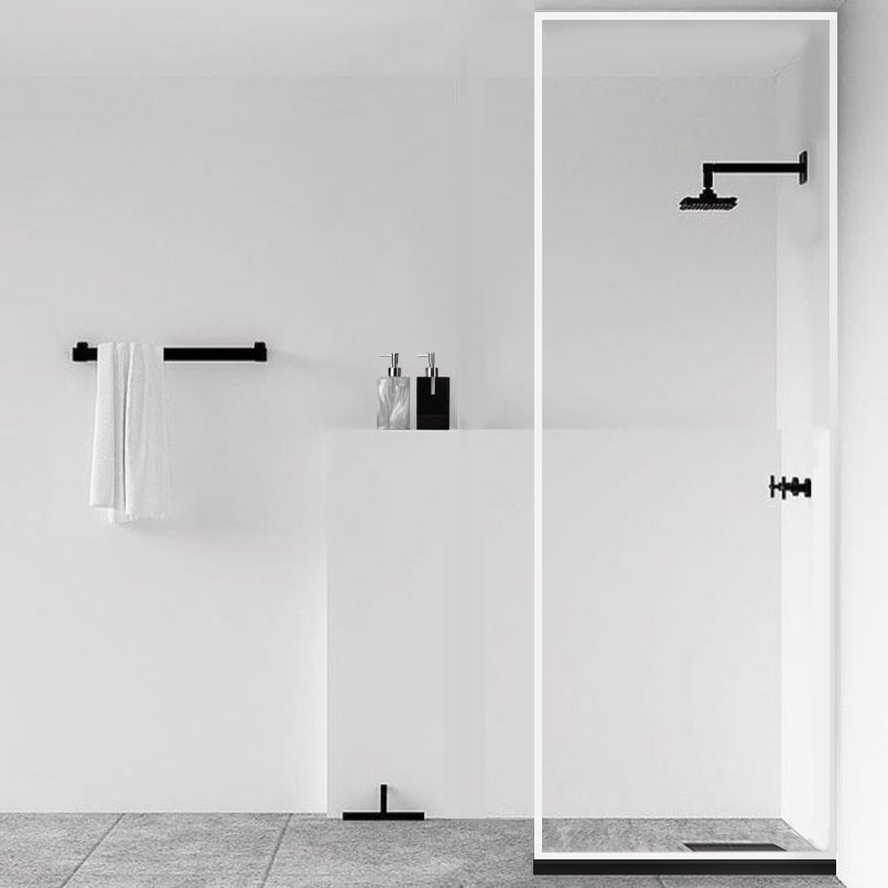 Fixed Shower Screen White Full Frame Tempered Glass Shower Door