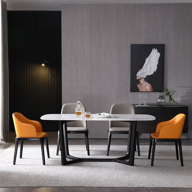 Chaise d'appoint scandinave en cuir et bois d'hévéa Chaise de salle à manger Parsons au fini mat (Ensemble de 2)