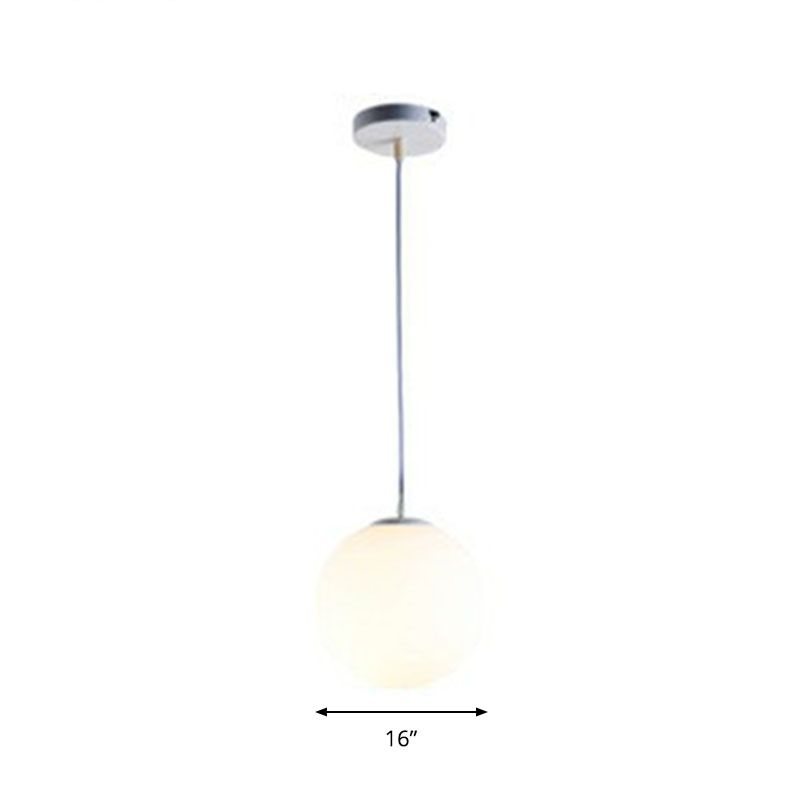 Opaque Glass Spherical Hanging Lamp Modern 1 Head White Pendant Lighting for Dining Room
