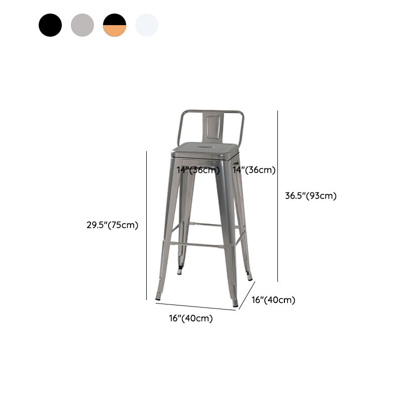 Modern Square Dining Stools Metal Armless Barstools with Footrest