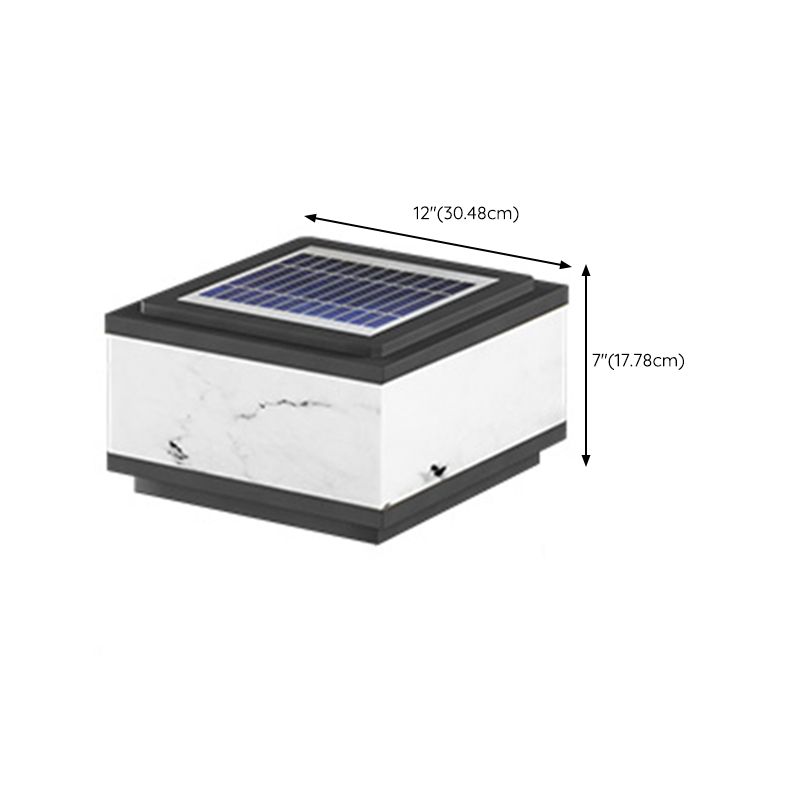 Metal Geometric Shape Outdoor Light Modern 1 Light Solar Pillar Lamp in Black