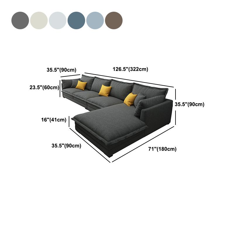 Contemporary Fabric Sofa & Chaise with Pillows for Living Room