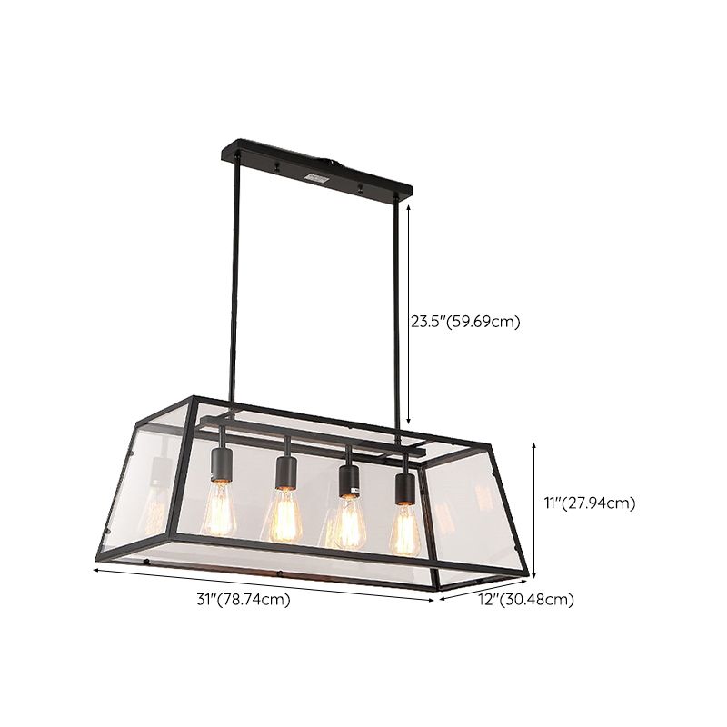 Industrial Black Island Light Metallic Pendant Lighting Fixture for Dining Room