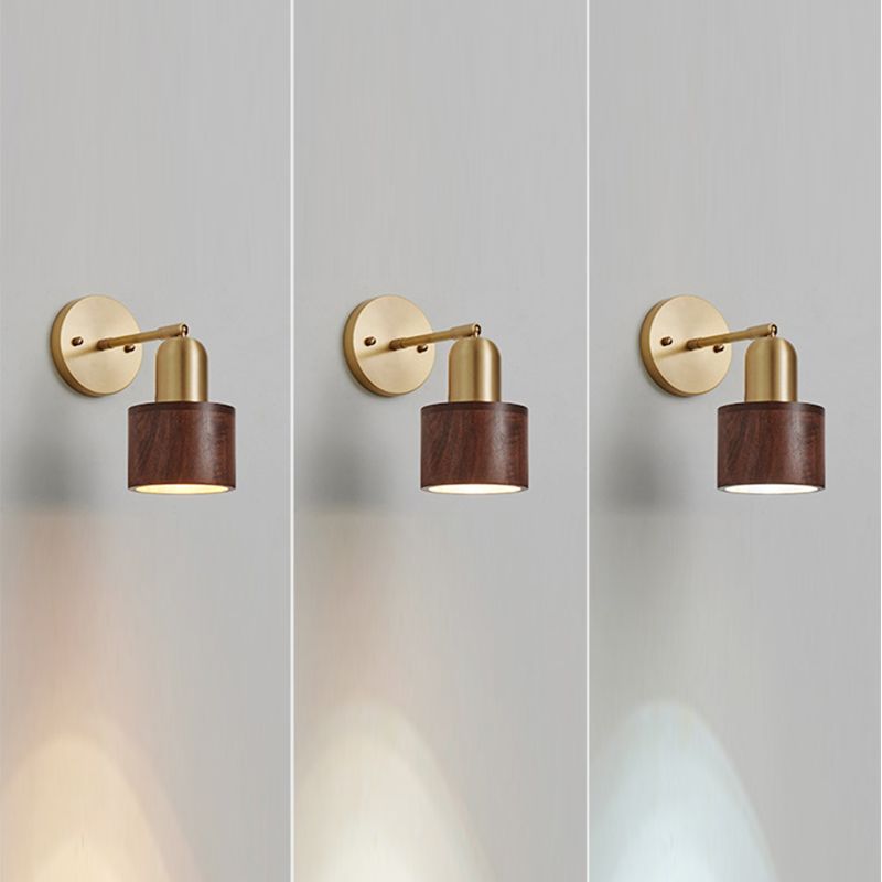 Half Cylinder Shape Wood Wall Light Fixture Modern Style Wall Lamp for Dining Room