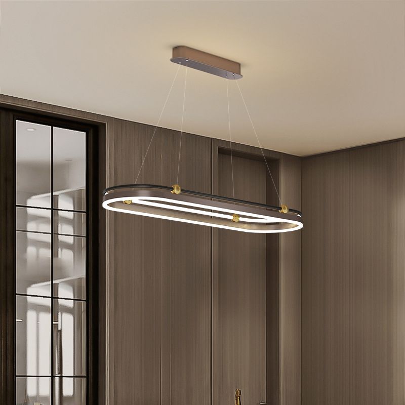 1 lumière ovale île Light moderne lustre moderne Metal Island Plafond Light