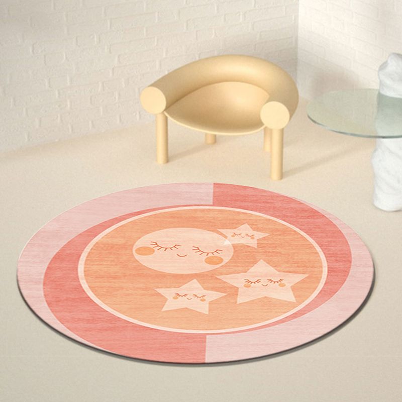 Pink Modern Carpet Polyester Color Lump Carpet Washable Carpet for Living Room