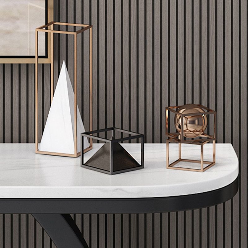 Glam Slate/metal Half Moon/Rectangle Abstract Console Table for Hall