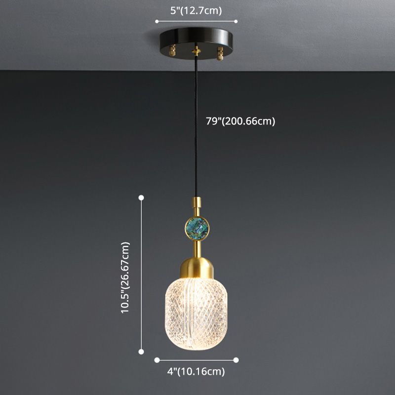 Cleort reticolo in vetro ovale illuminazione appesa postmoderna 1 ciondolo in ottone per la camera da letto