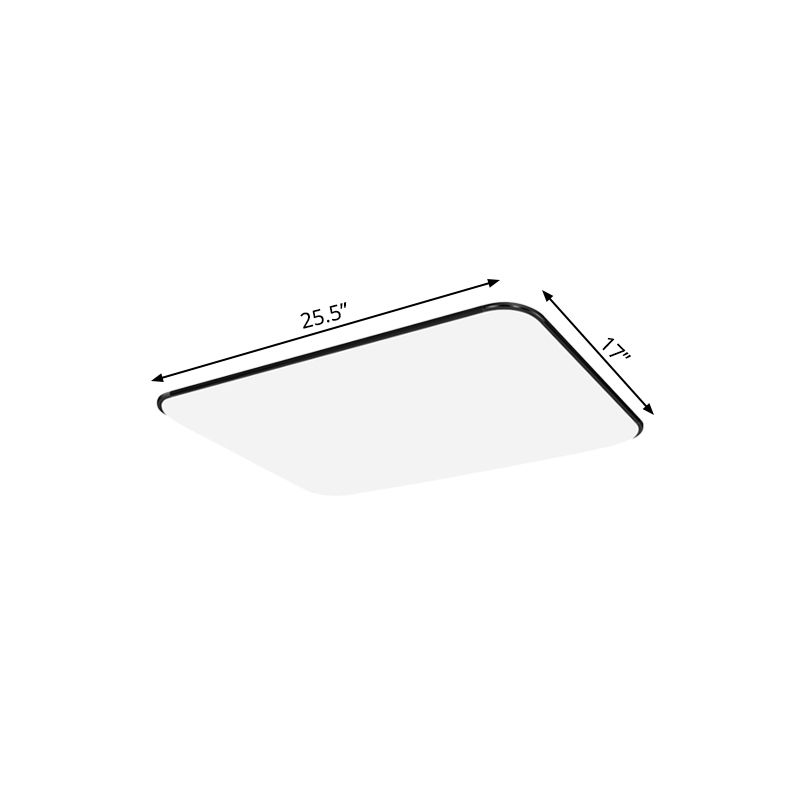 Rectangular Flushmount Lighting Simple Stylish LED Acrylic Ceiling Light Fixture in White for Bedroom, 25.5"/32" Diameter