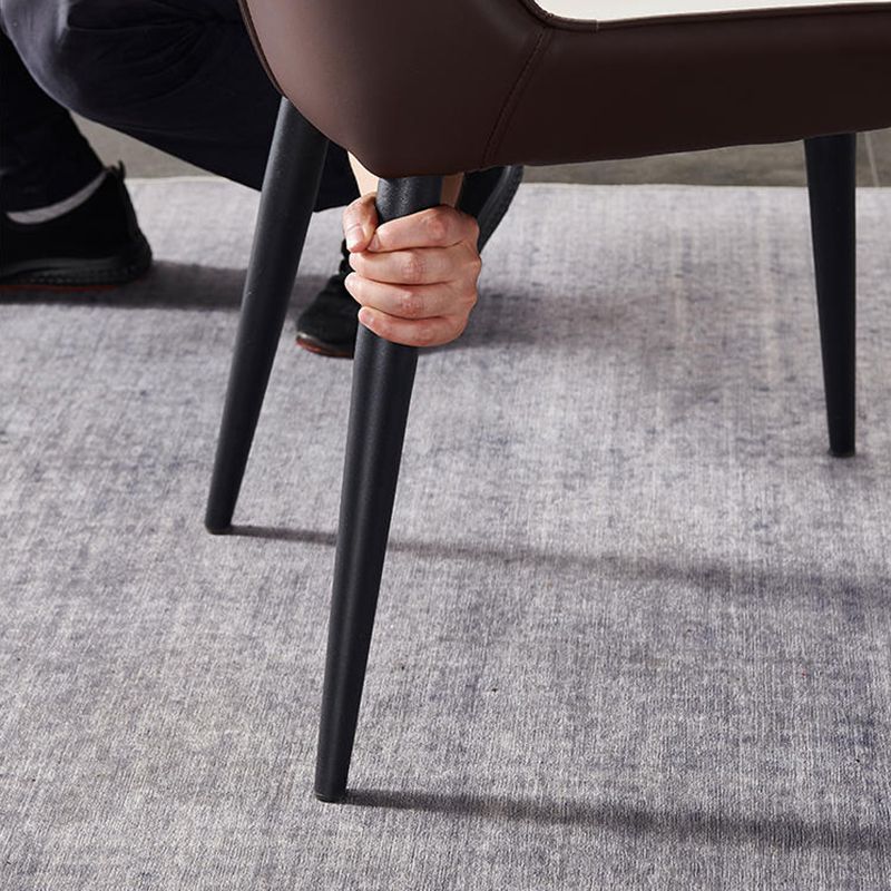 Faux Leather and Metal Side Chair Set Modern Dining Side Chair