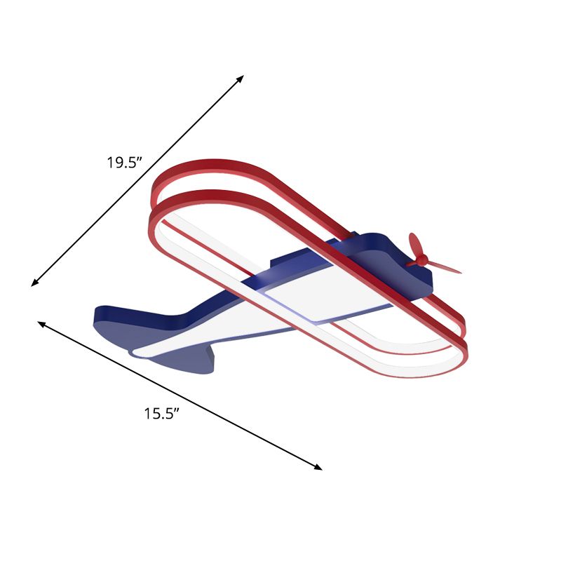 Aluminum Airplane Flush Ceiling Light Cartoon Dark Blue LED Flush Mount Lighting Fixture