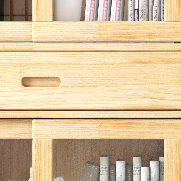 Wooden Modern Bookcase Standard Natural Closed Back Bookshelf with Shelves