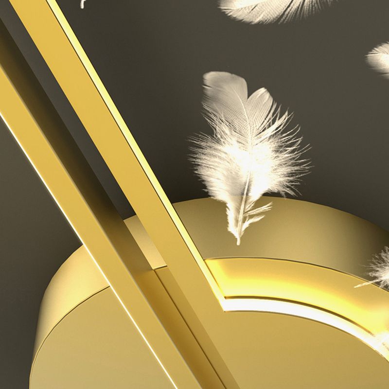 Feather LED Flush Mount Light Modern Acrylic Bedroom Ceiling Light in Black-Gold