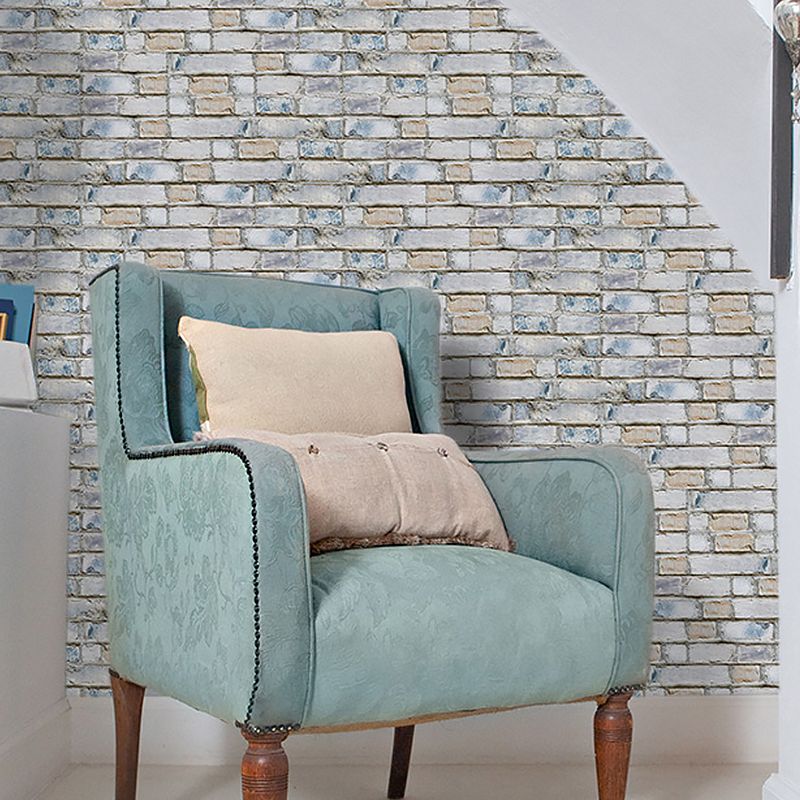 Rustic Brick Stick Wallpaper Panels PVC Removable Grey Wall Decor for Stairway, 54 Pieces