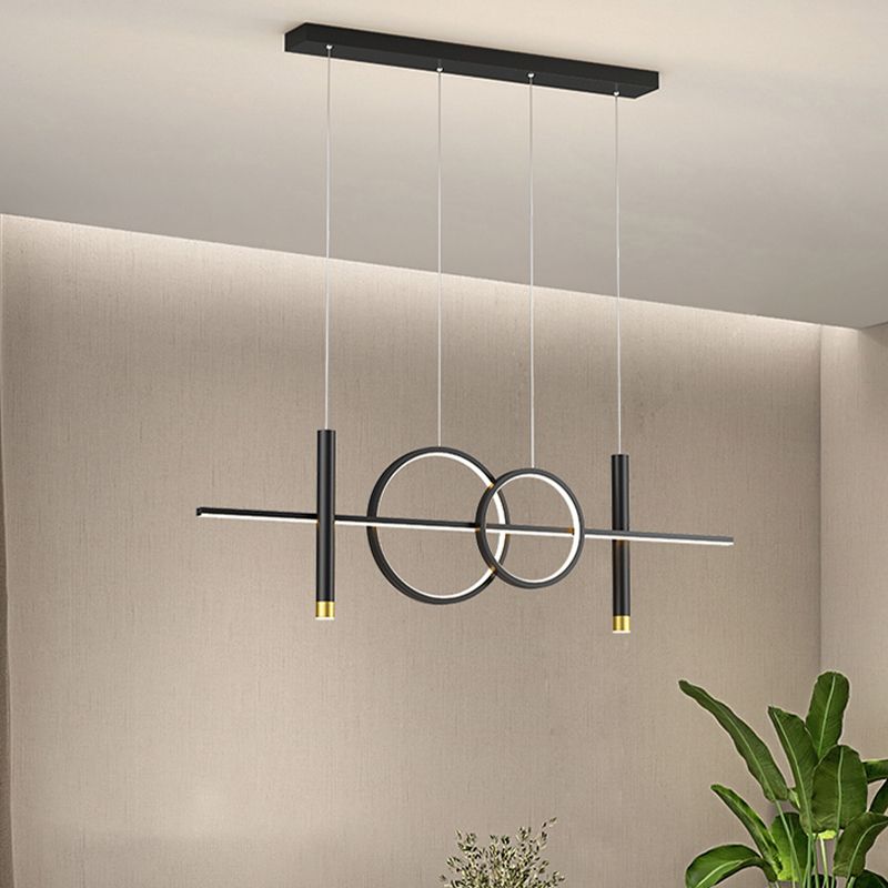 Multi lumières cylindriques suspendues îlot d'éclairage de style métal moderne