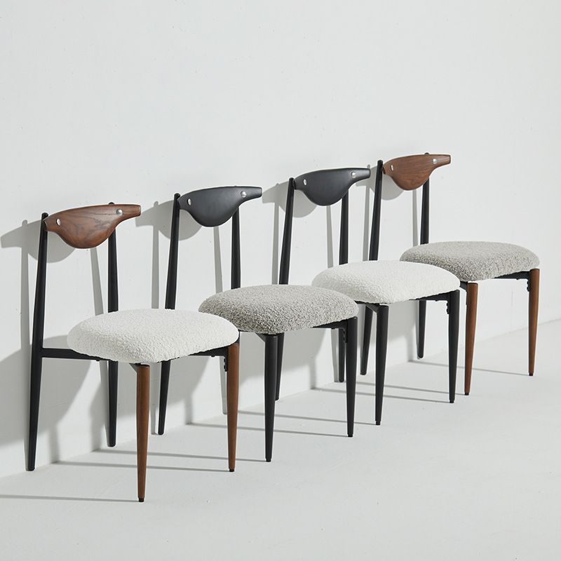 Industrial Style Armless Dining Chairs Solid Wood Open Back Chairs for Bedroom