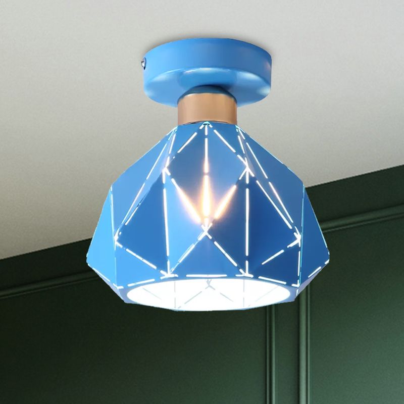 Plafonnier encastré en métal et diamant, style nordique, 1 gris clair/bleu/or, luminaire encastré pour porche