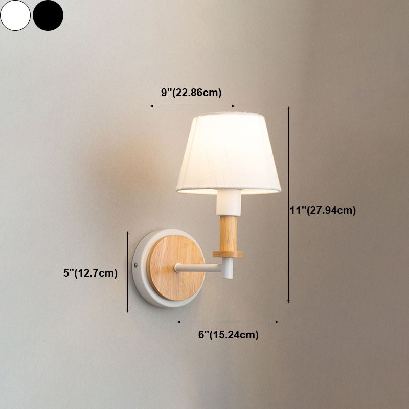 Modern Style Drum Wall Light Sconces Wood 1 Light Wall Mounted Lamps