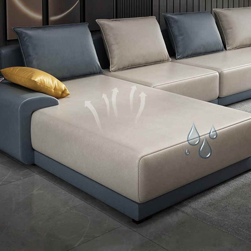 Modern Cushions Pillow Top Arm Sectional with Slipcovered for Living Room