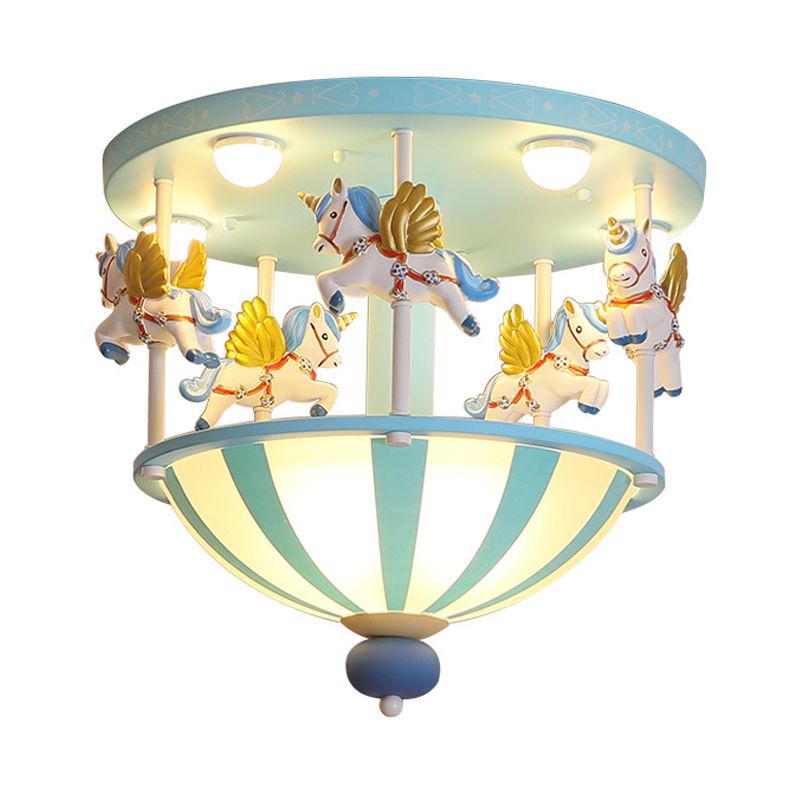 Plafonnier Merry-Go-Round pour enfants en résine, 5 ampoules, éclairage encastré pour chambre à coucher, rose/bleu