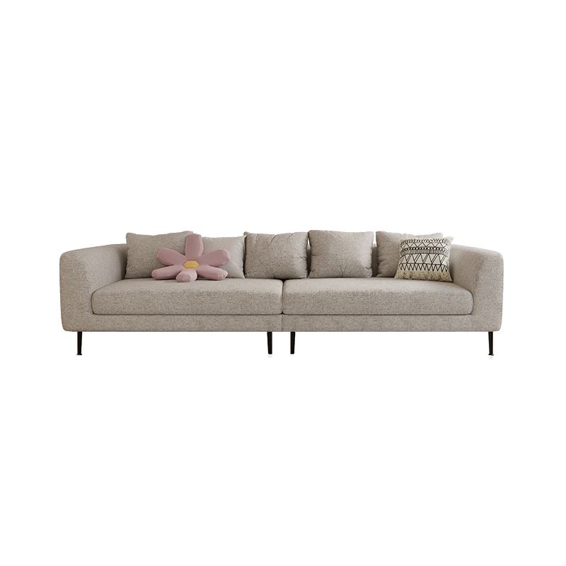 Modern Cotton Square Arm Sofa Pillow Back Settee for Living Room