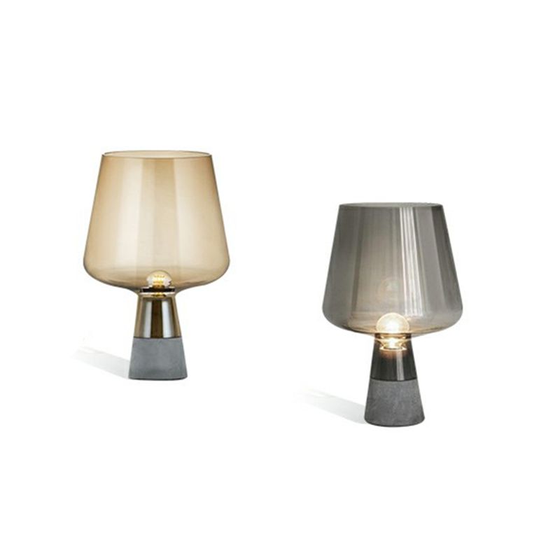 Lampe de nuit en verre en forme de tasse postmoderne 1 table de table de bulbe avec base de ciment pour chambre à coucher