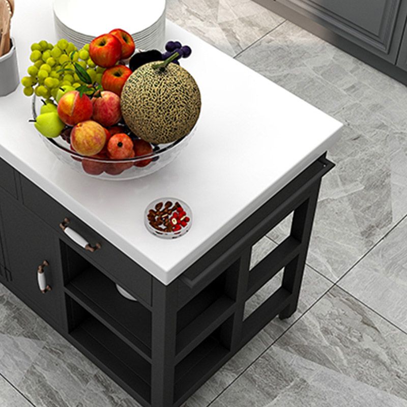 Rectangular Kitchen Trolley Modern Dining Room Prep Table with Drawer