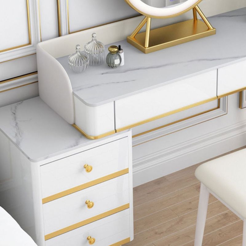 Contemporary White Makeup Vanity Desk Slate top Vanity Dressing Table