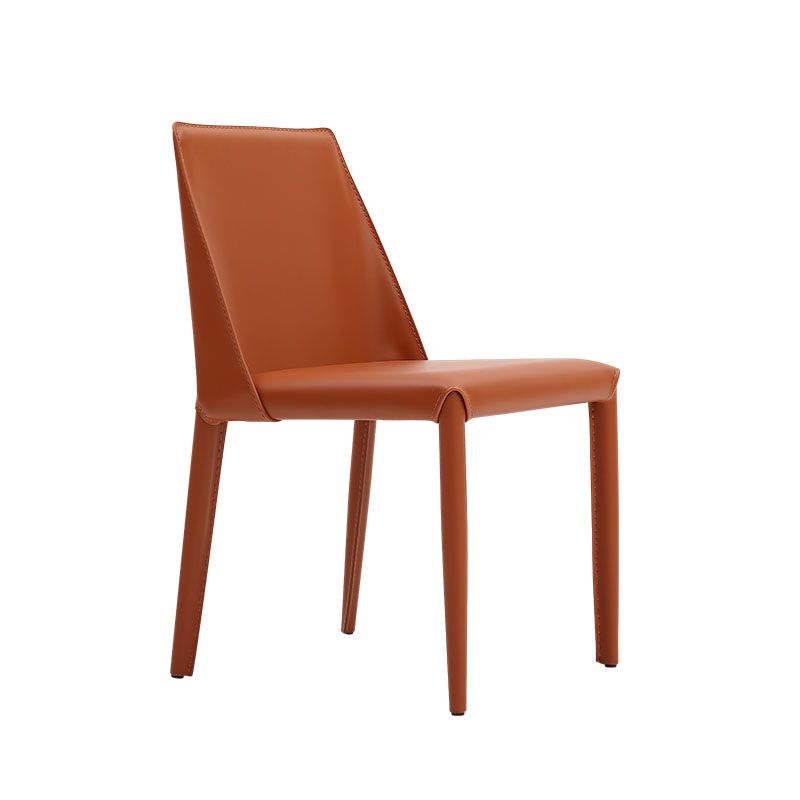 Silla de comedor de cuero sin brazos contemporánea Sillas de comedor de metal