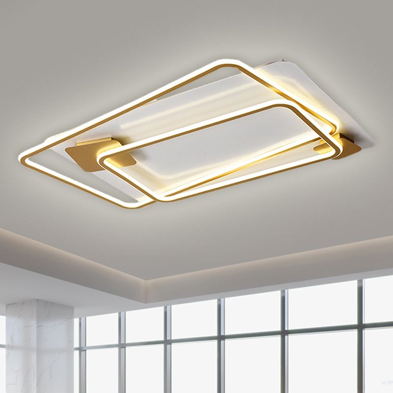 Rechteck halb flush leichte einfache Style Metallic Wohnzimmer LED in der Nähe der Deckenlampe