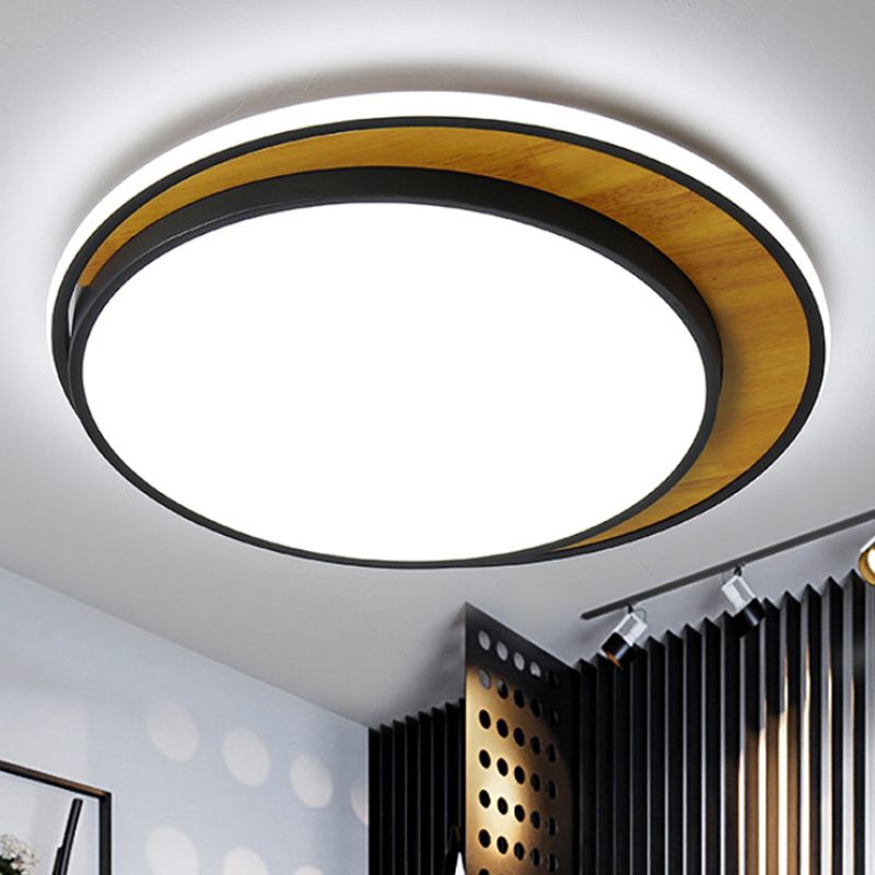 Black/White Circle Flush Mount Ceiling Light Modern LED Metal Ceiling Light Fixture in White/Warm Light, 16.5"/20.5" Wide