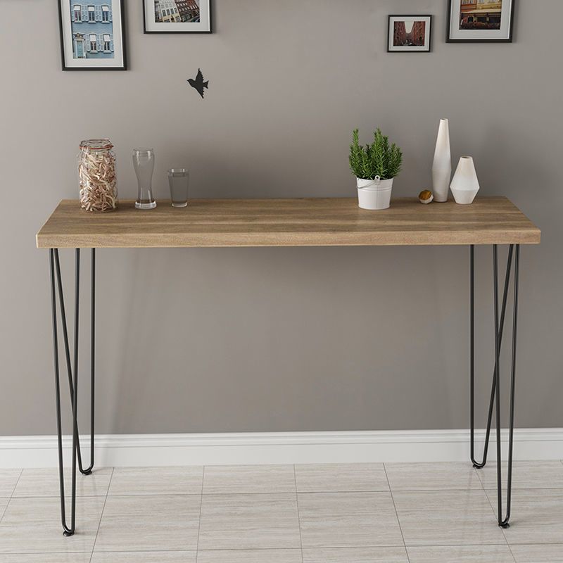 Rectangle Solid Wood Console Table Ironcraft Frame Accent Table for Hall