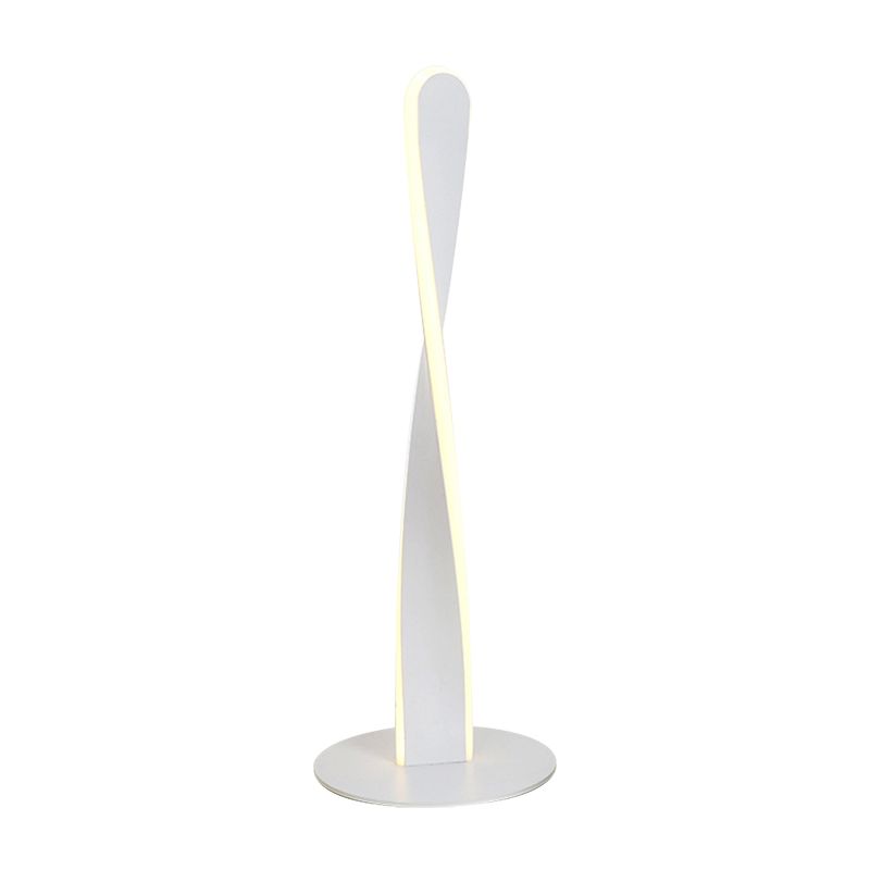 White Spiral Reading Book Light Modernist LED Acrylic Small Desk Lamp for Bedroom