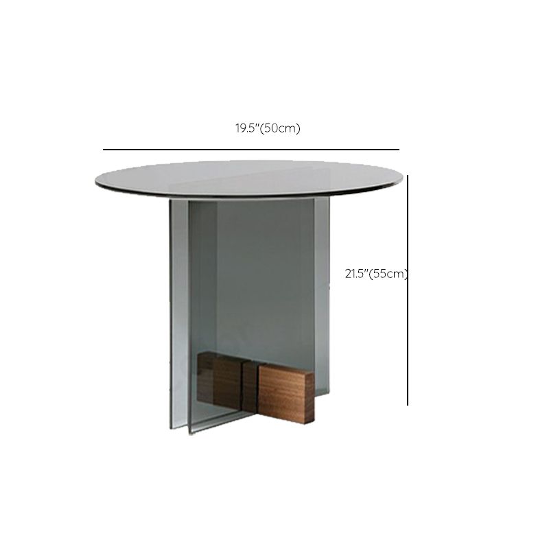 Contemporary Glass Top Abstract Round Living Room Side End Table