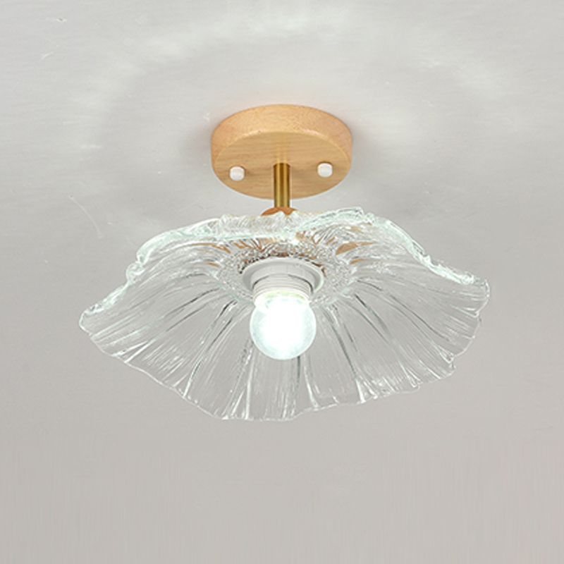 Nordic Style Ceiling Light Lotus Leaf Shape Ceiling Lamp with Glass Shade for Bedroom
