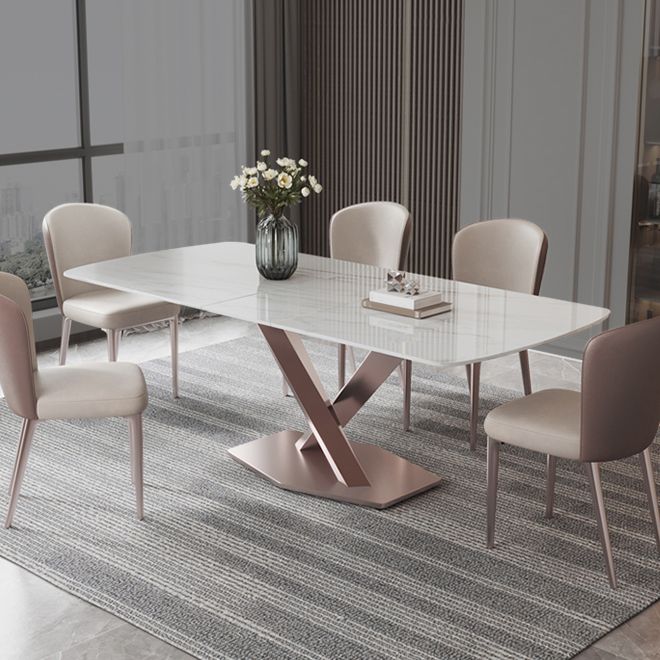 Modern 1/4/5/7 Pieces Scalable Dinette Set with Sintered Stone Rectangle Dining Table Set