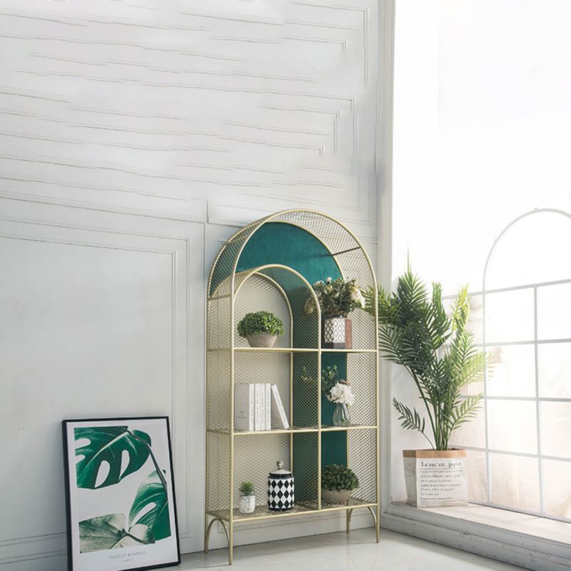 Urban Gold Bookshelf Closed Back Metal Vertical Shelf for Living Room