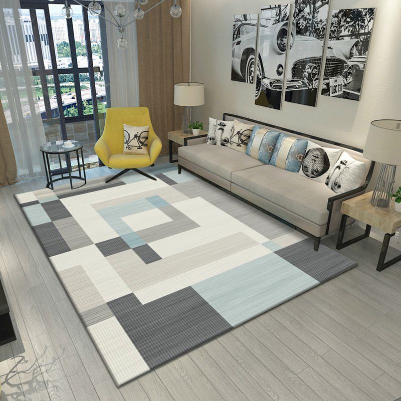 Multi Colored Bedroom Rug Luxury Geo Printed Area Rug Polypropylene Non-Slip Washable Carpet