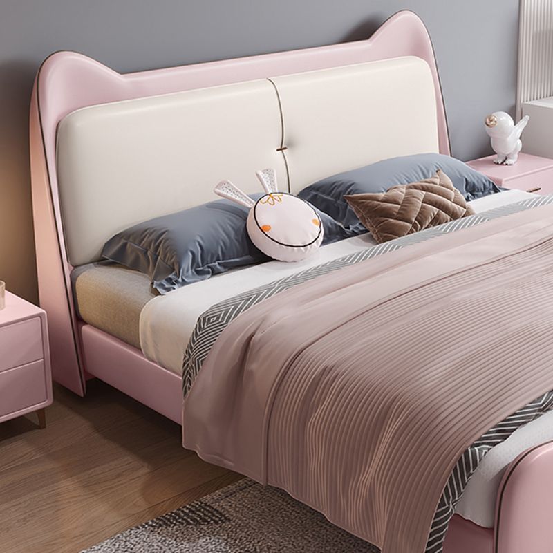 49.6" Tall Wood and Upholstered Wingback Bed Contemporary Standard Bed