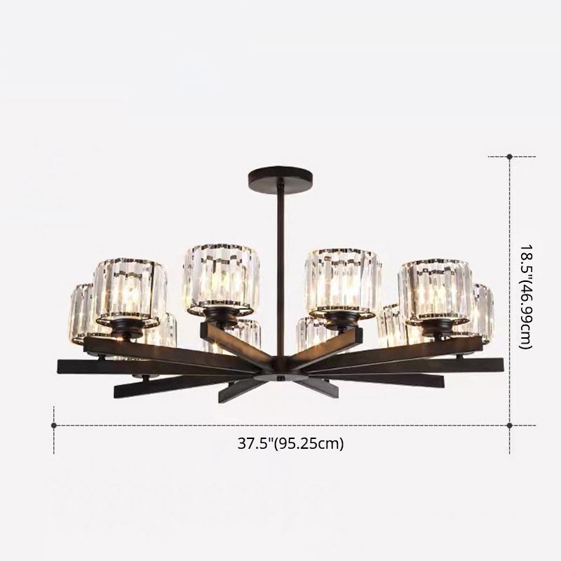 Cristallo trasparente Crystal Cilindrico Leonaio Lampaggio Light Modern Style Living Soggiorno pendenti in nero