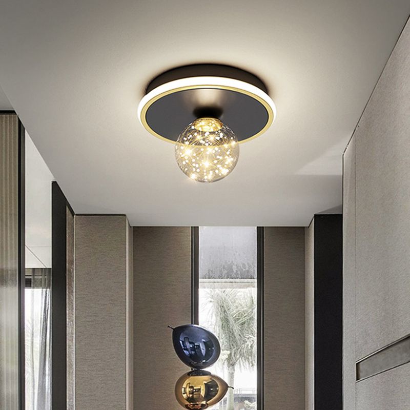 Lámpara empotrada de esfera contemporánea, lámpara de techo empotrada de metal con 2 luces, en negro